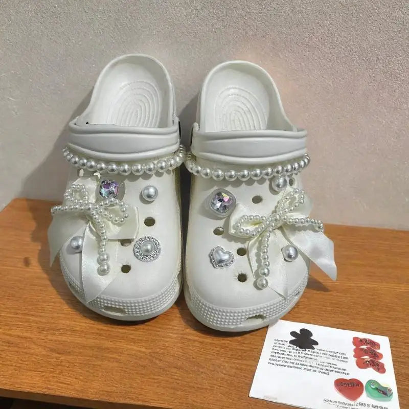 Rhinestone Bowknot Clog Charms Set – Y2K DIY Shoe Decorations