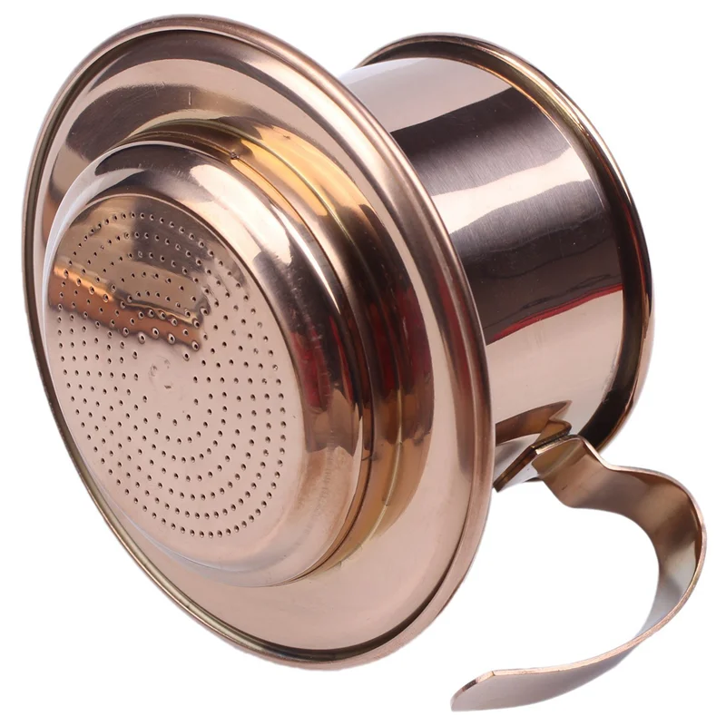 A36T-2X Vietnamese Coffee Filter Single Cup Vietnam Hand Punch Pot Drip Filter Vietnamese Coffee Drip Filter Cup Rose Gold Peaceful Pleasures Health and Wellness