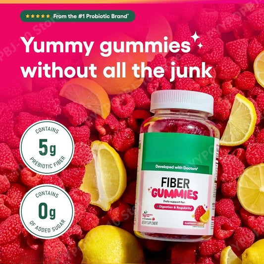 Fiber Gummies Chicory Root Prebiotic | Raspberry Lemon | 60ct Prebiotic Fiber Gummies Peaceful Pleasures Health and Wellness