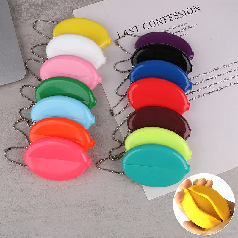 Oval PVC Coin Purse with Chain – Mini Jewelry & Coins Bag