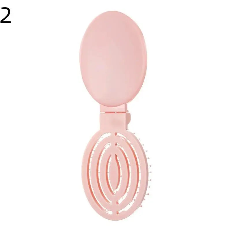 2 In1 Portable Folding Hair Comb With Mirror, Lightweight & Travel-Friendly Perfect Gift For Women & Girls Peaceful Pleasures Health and Wellness 2 Pink