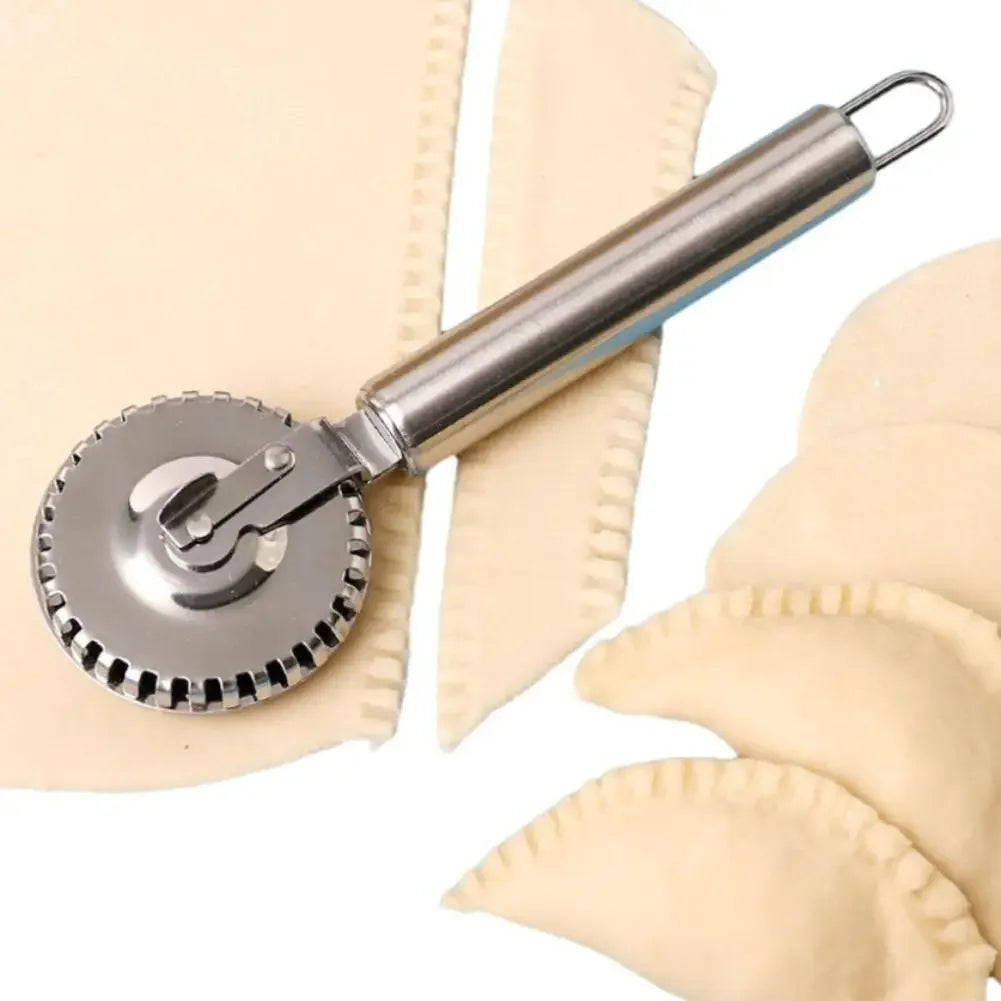 Stainless Steel Dumpling Embossing Cutter Wheel Hand-Cutting Baking Tool for Side-Embossed Biscuit Cookie Mold Pasta Dough Decor Peaceful Pleasures Health and Wellness