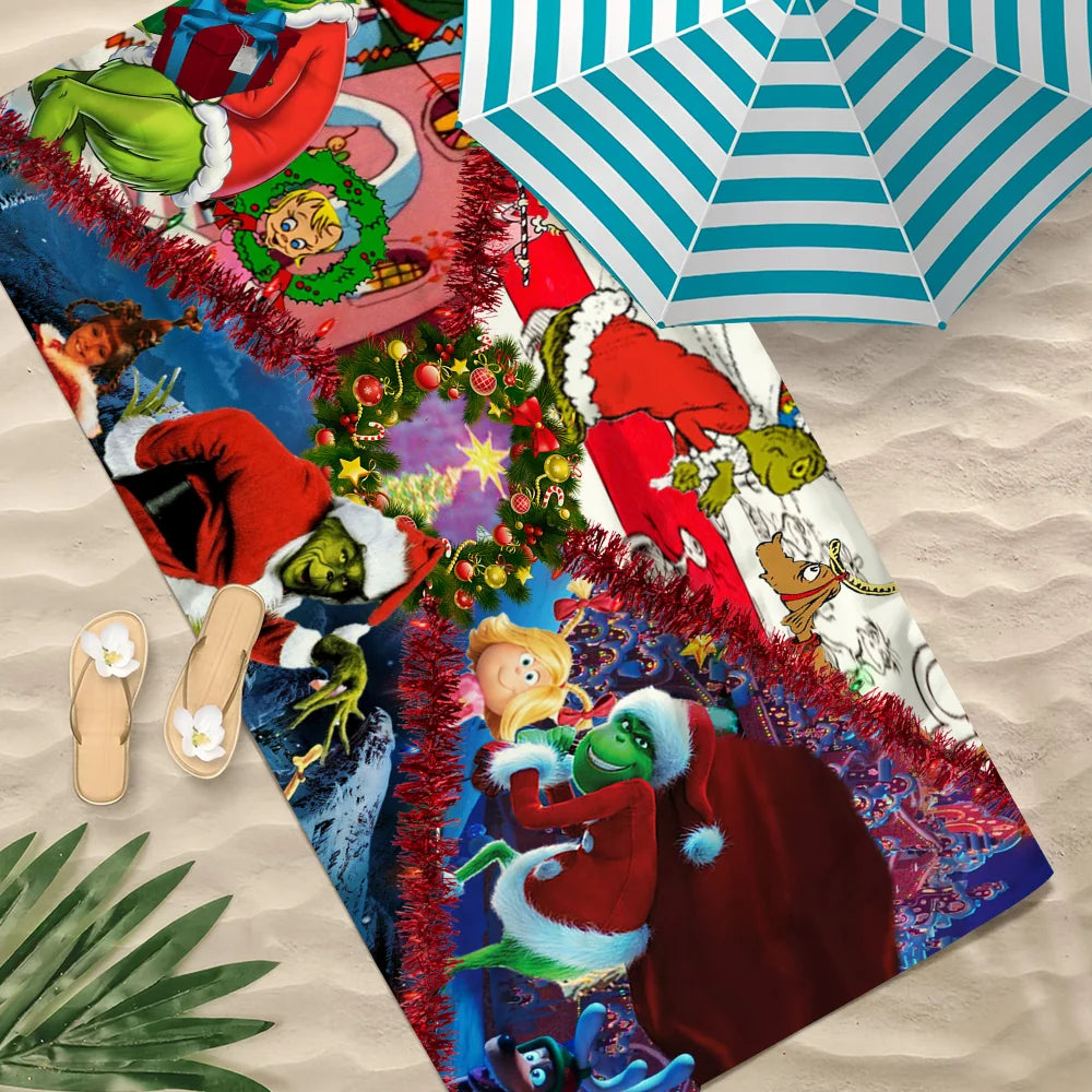 Grinch Quick-Dry Beach Towel | Soft Cartoon Print, Multi-Size Quick-Dry Beach Towel Peaceful Pleasures Health and Wellness
