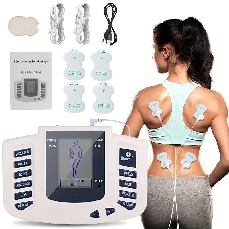 3-in-1 / Unit & Massager Device with Portable Muscle Stimulator Suitable for Back, Full Body, USB/Battery-Powered, Multi-Intensi Peaceful Pleasures Health and Wellness WHITE