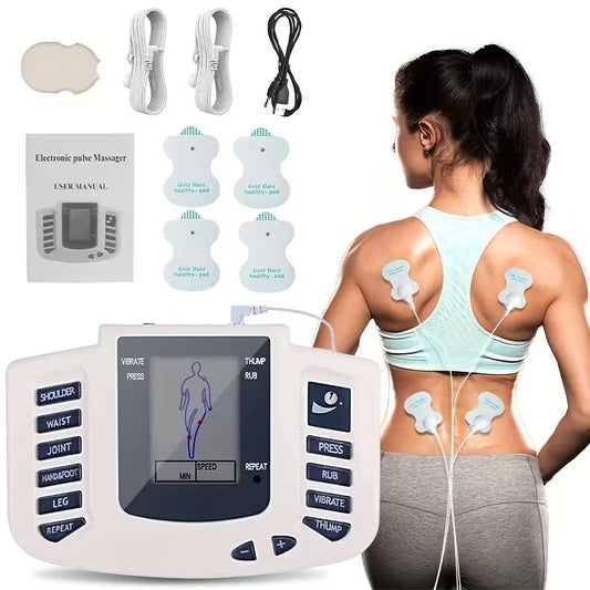 3-in-1 / Unit & Massager Device with Portable Muscle Stimulator Suitable for Back, Full Body, USB/Battery-Powered, Multi-Intensi Peaceful Pleasures Health and Wellness WHITE
