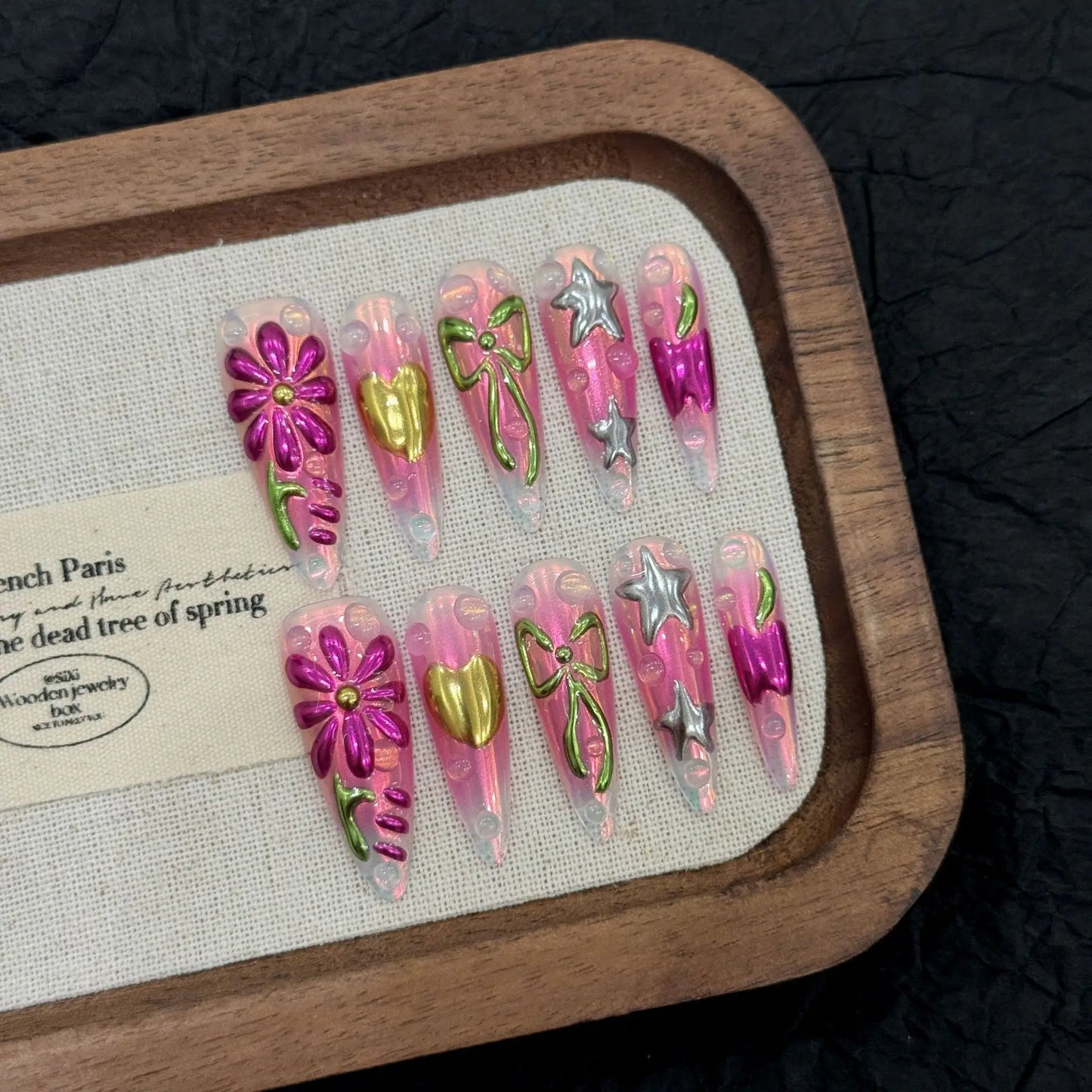 10pcs Handmade Press on Nails Summer Aurora Purple Fake Nail Tips Women Wearable Full Cover Spice Girl Long Almond False Nails Peaceful Pleasures Health and Wellness M 1