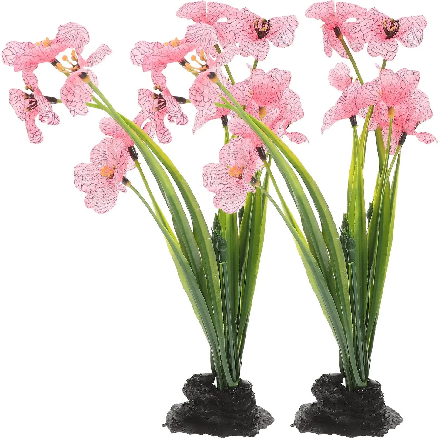 2-Pack Silk Aquarium Plants Pink Purple | Fish Tank Décor
