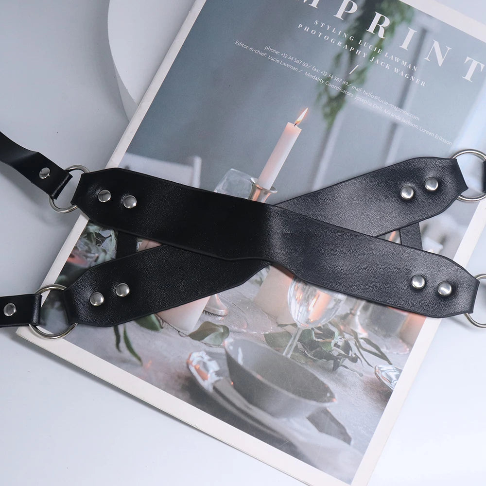 Women Sexy Mask Blindfold Cosplay PU Leather Adjustable Masquerade
