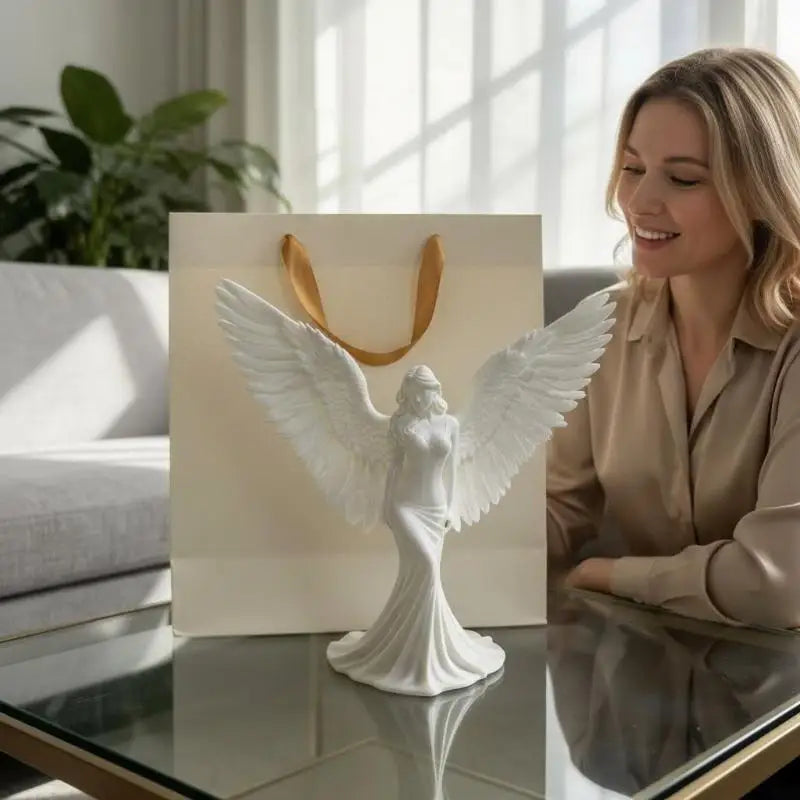 Pure White Angel Wings 3D Printed Goddess Decoration Ornament for Desk Office Home Meditation Gift Peaceful Pleasures Health and Wellness