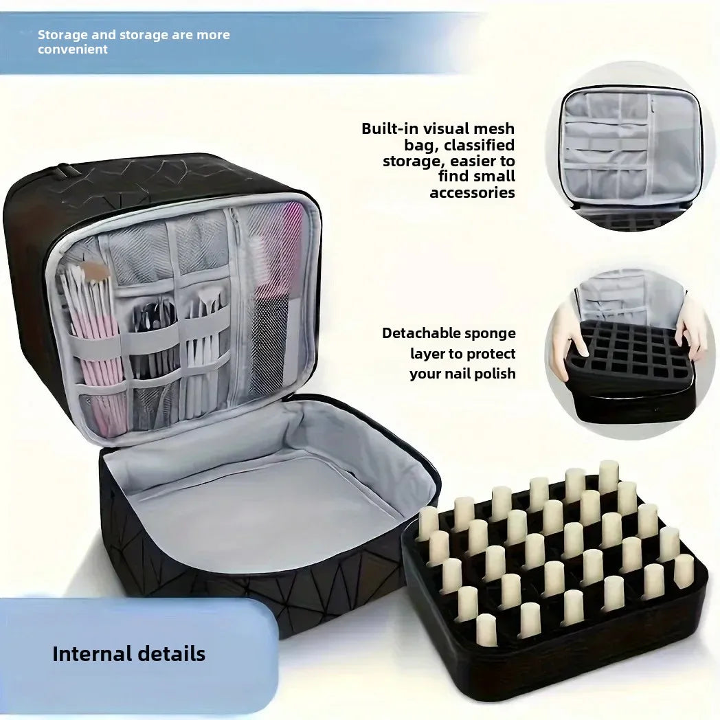Double-Layer Nail Polish & Essential Oil Travel Organizer Bag