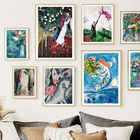 Scandinavian Minimalist Wall Art Marc Chagall Surrealism Abstract HD Canvas Poster Print Home Bedroom Living Room Decoration Peaceful Pleasures Health and Wellness