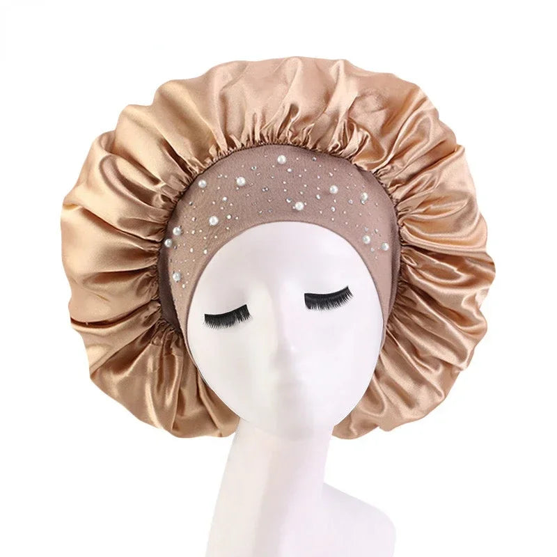 Rhinestone Women's Shower Cap & Breathable Sleeping Night Hat