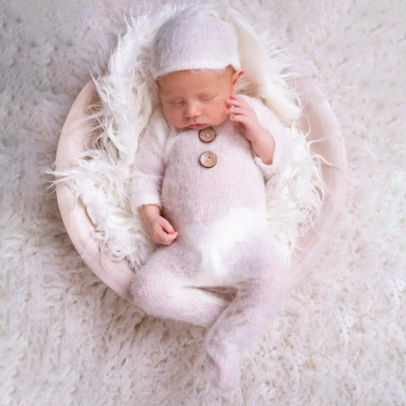 Newborn Photography Props – Knit Romper & Hat Set Boy Girl