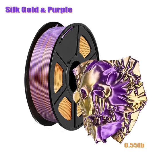 Dual Color Silk PLA Filament 1.75mm Gold Purple 250g 3D Printer Filament Peaceful Pleasures Health and Wellness Default Title