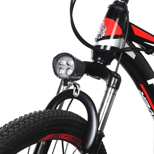 E-Bike Horn Light Electric Bicycle 4 LED Headlight 12W Waterproof 2 in 1 Horn and Light Switch Bicycle Flashlight Peaceful Pleasures Health and Wellness