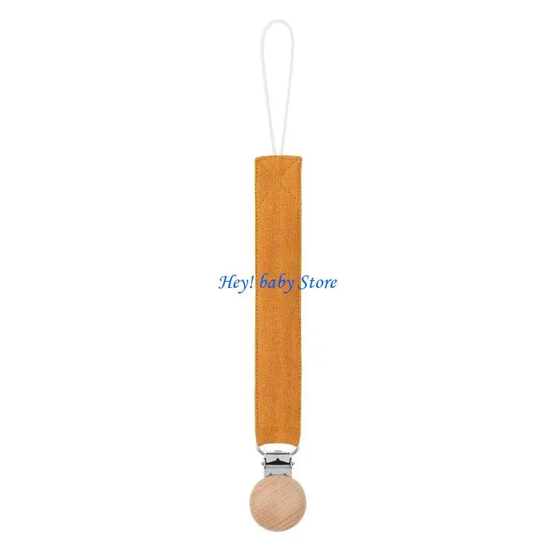 Baby Pacifier Clip Chain Holder | Cotton, Metal & Beech Wood