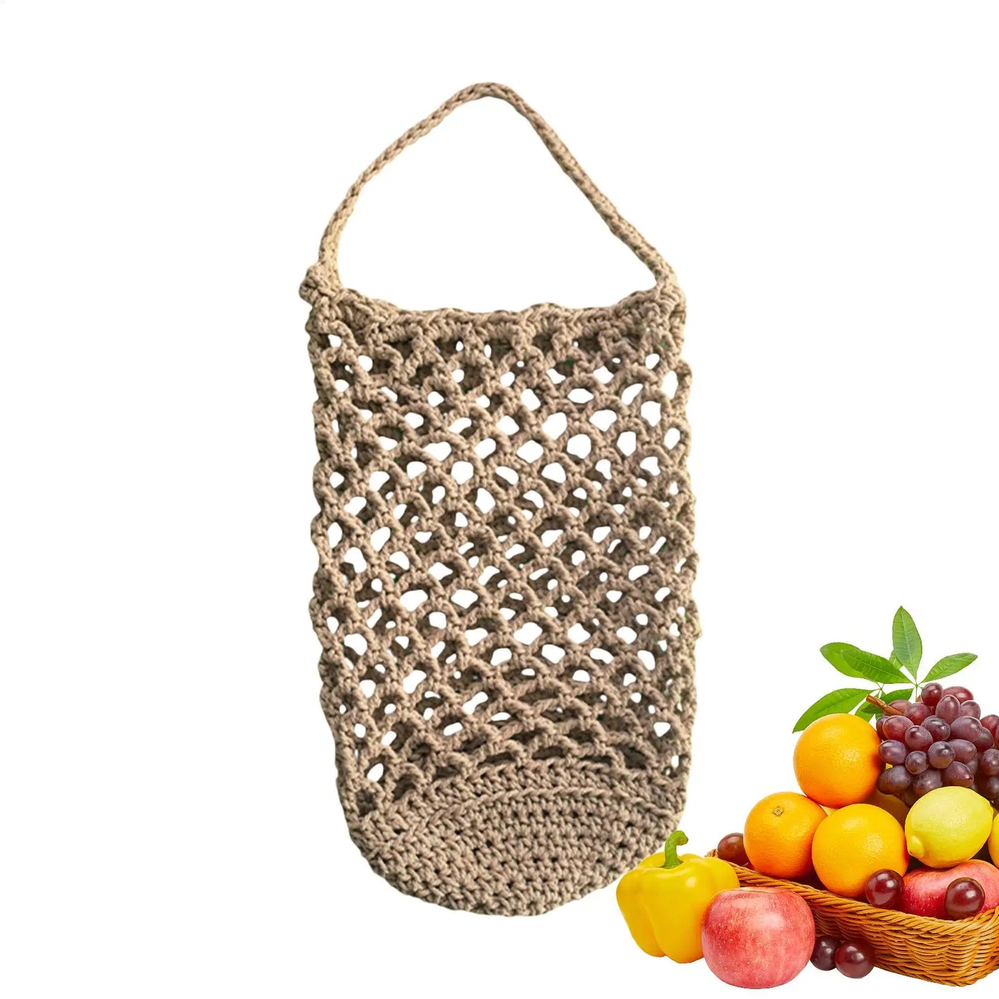 Boho Hand-Woven Wall-Mounted Basket | Fruit & Veggie Organizer
