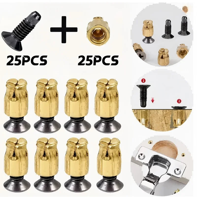 25 Pcs Hinge Repair Inserts, Reusable Fastener Inserts for Cabinet&Furniture Door Fix,Solid Wood Door Plate Reinforcement Kit Peaceful Pleasures Health and Wellness 25 Pcs