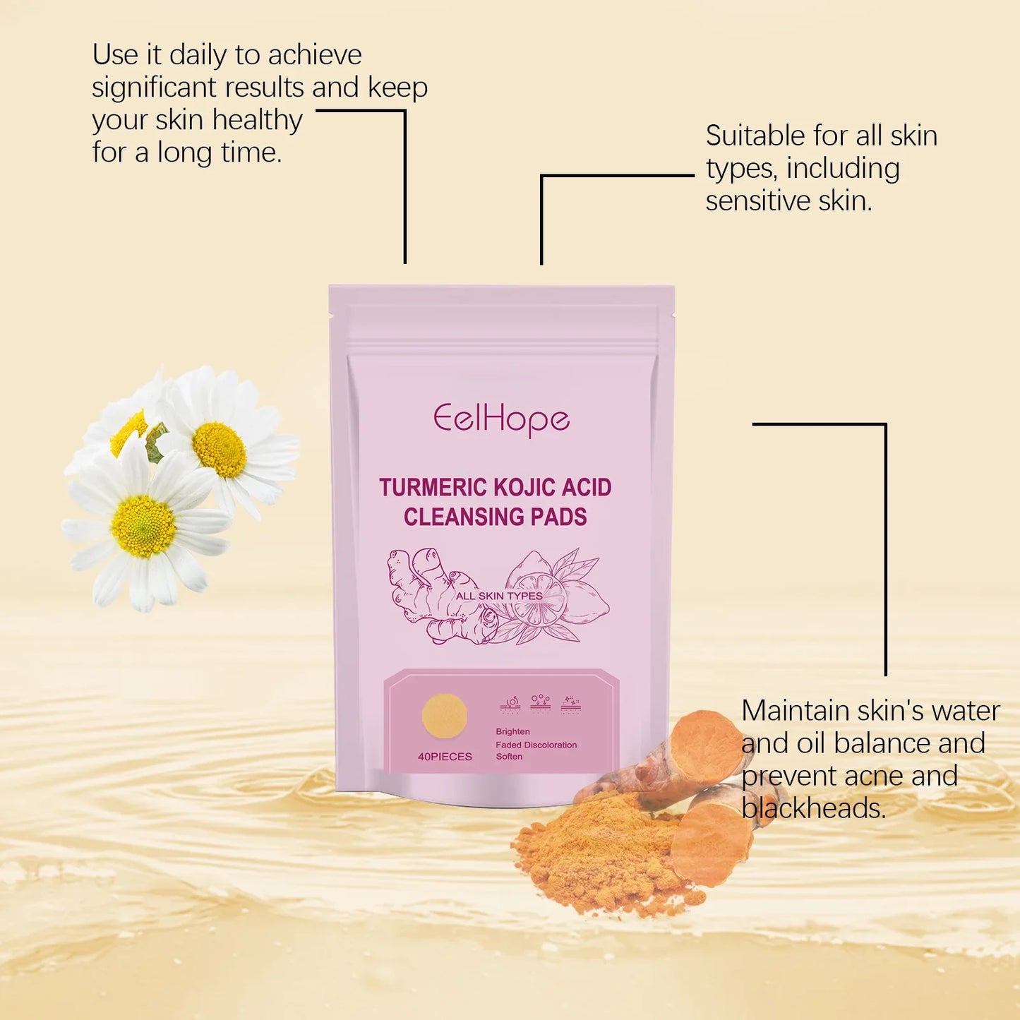 Turmeric Kojic Acid Cleansing Exfoliating Pads – Brighten Skin