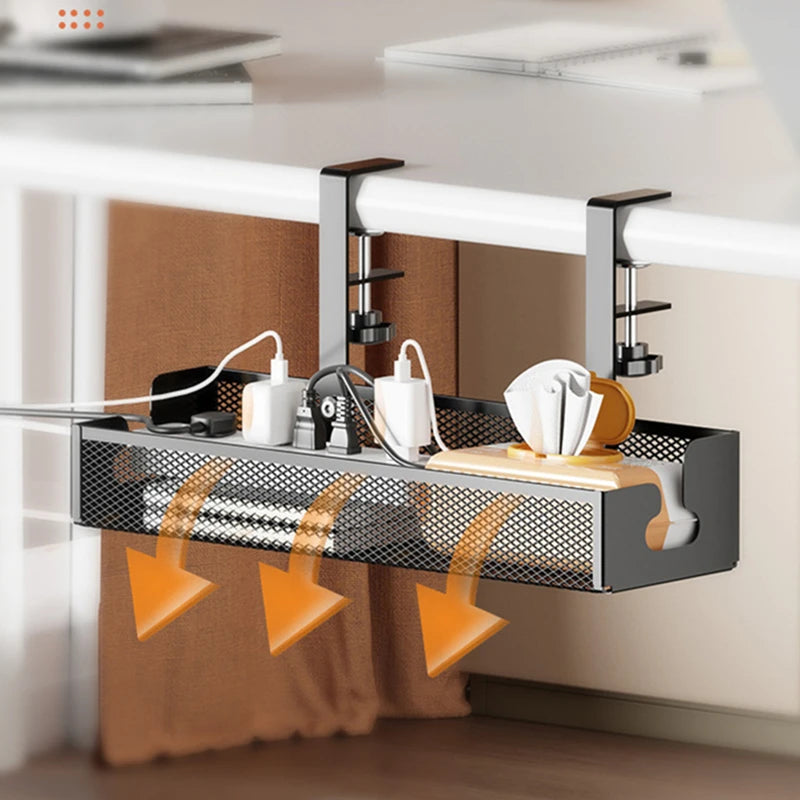 Under Desk Cable Management Tray | No-Drill Metal Organizer