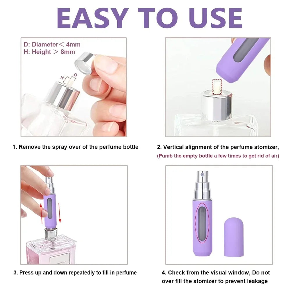 5ml Mini Refillable Perfume Atomizer Spray Bottles for Travel
