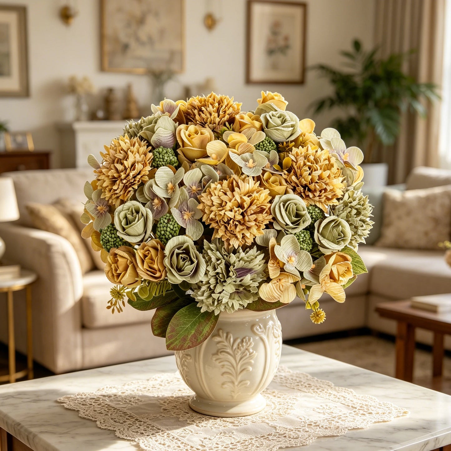 Artificial Silk Rose & Chrysanthemum Bouquet – Wedding Home Décor