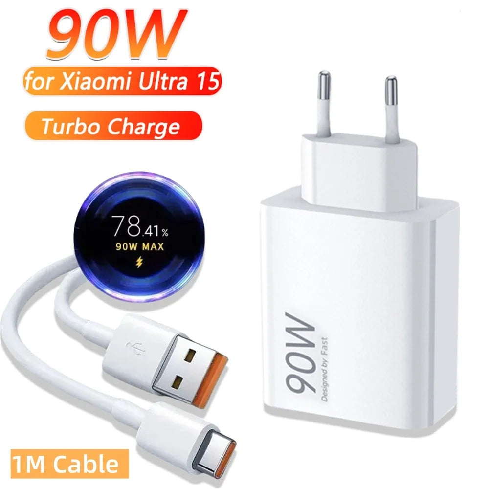 90W USB-C Fast Charger for Xiaomi 15 14 13 12 11 & Redmi
