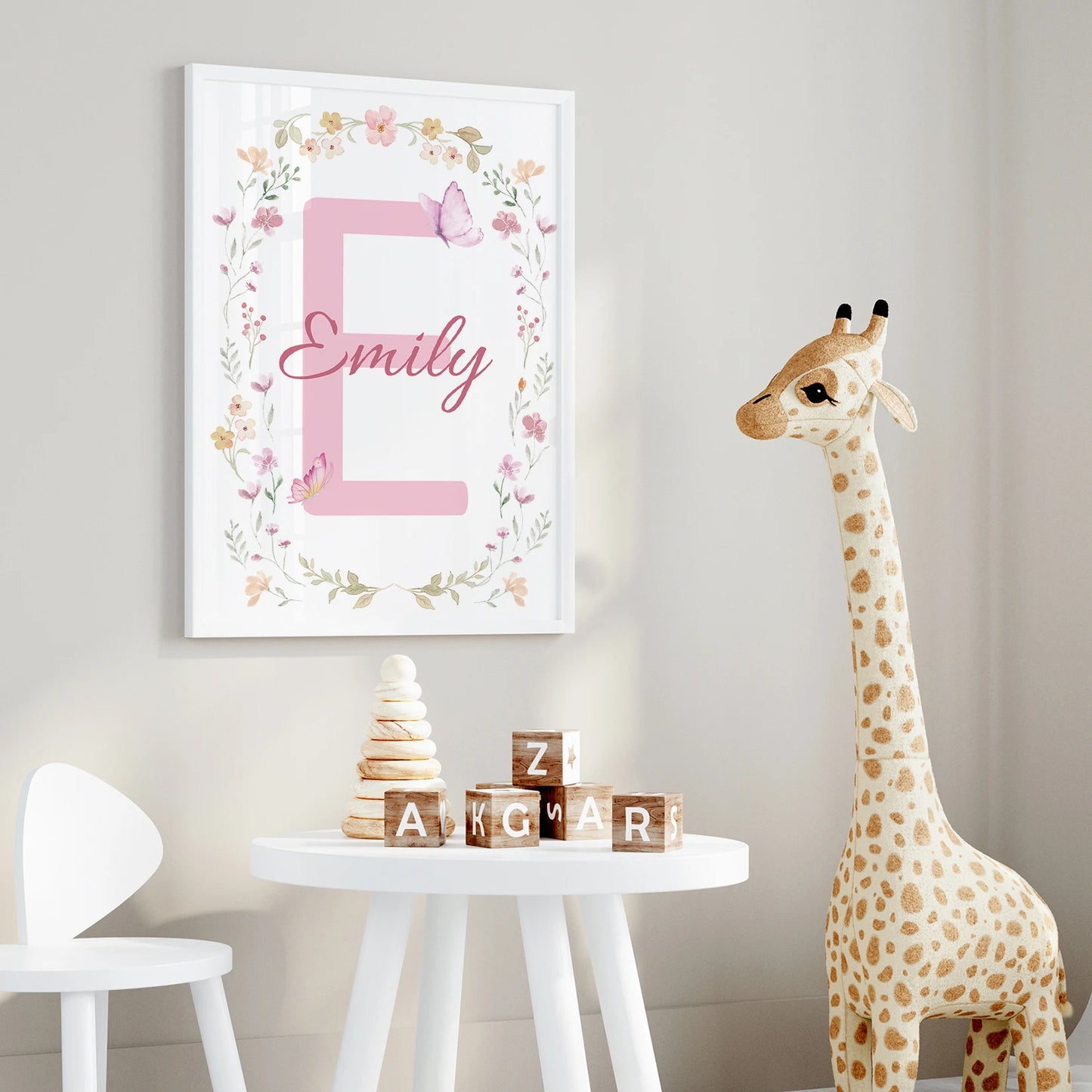 Personalized Pink Butterfly Canvas Wall Art | 3-Piece Name Print