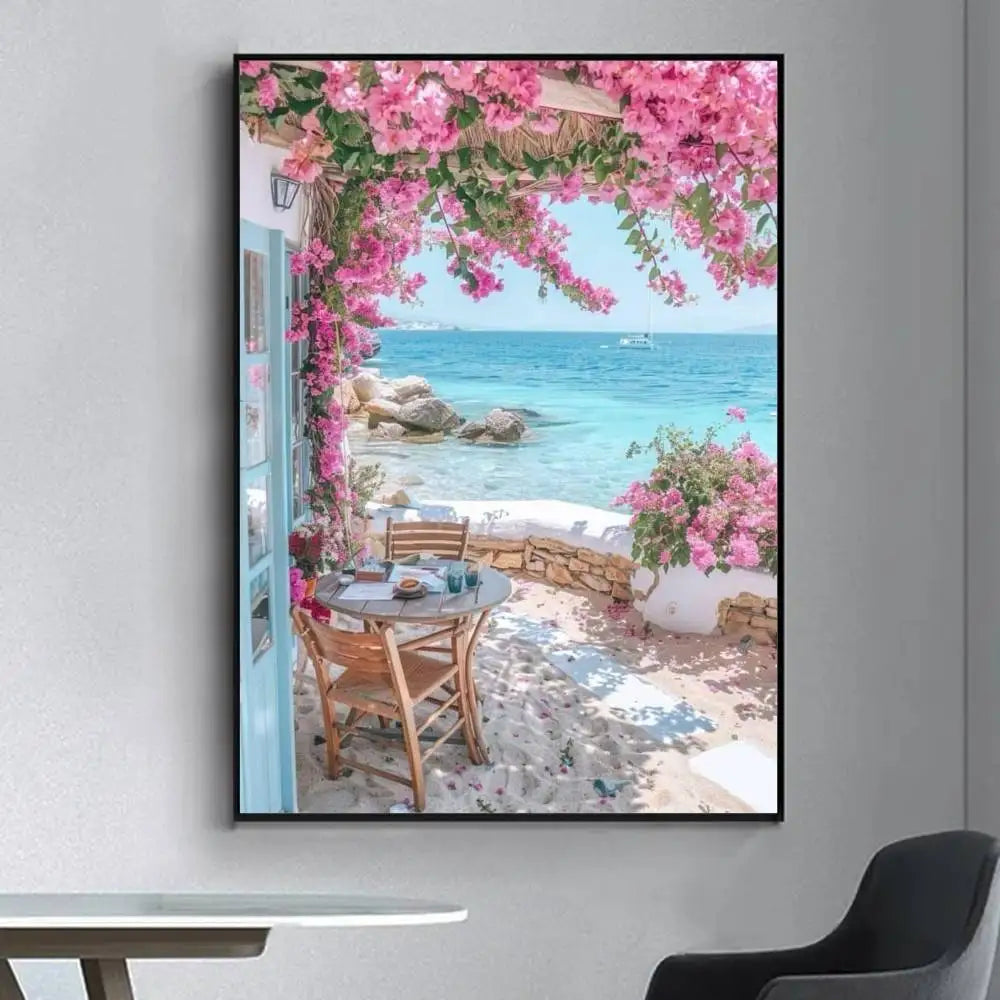Lemon Abstract Landscape Retro Frameless Canvas Wall Art Print