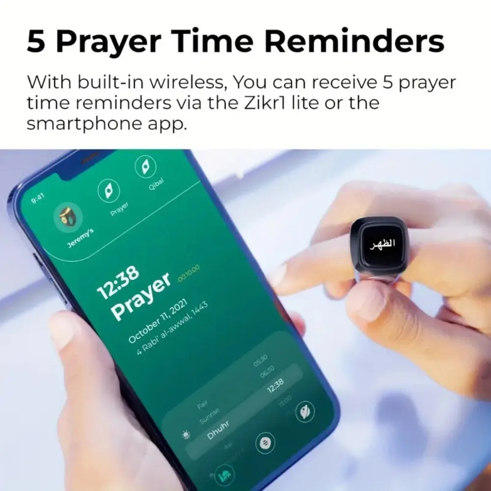 Smart Tasbih Prayer Ring Counter – APP & Vibration Reminder