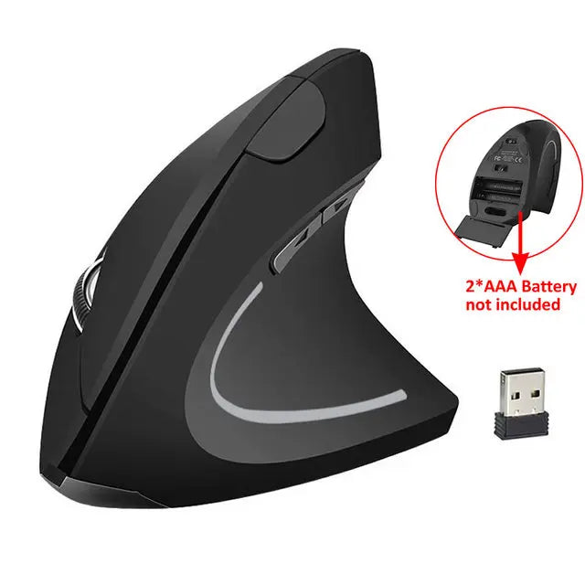 Vertical Ergonomic Wireless Mouse – 2.4GHz USB 1600 DPI 6 Button