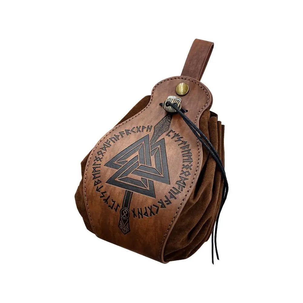 Celtic PU Leather DnD Dice Bag | Medieval Drawstring Pouch