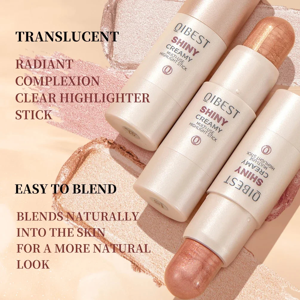 QIBEST 3 Colors Brighten Highlighter Bar Cosmetics Face Contour Bronzer Shimmer Highlighter Stick Face Makeup Body Highlighter Peaceful Pleasures Health and Wellness