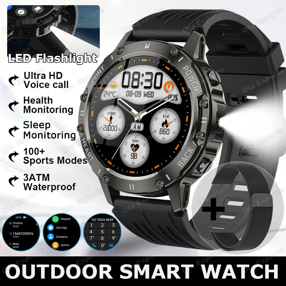 Ola Esporte Military Smartwatch | AMOLED, Flashlight, 100+ Sports