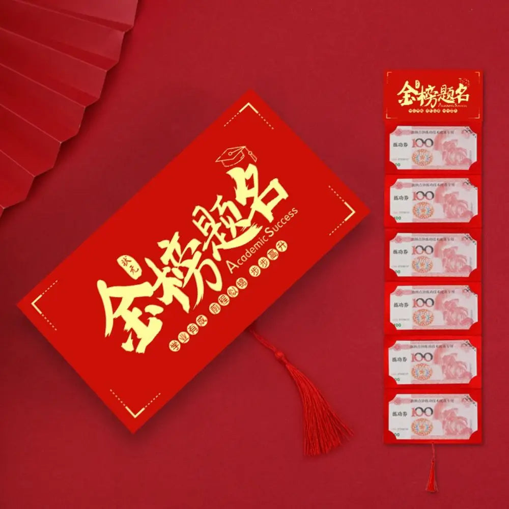 Creative New Year Packet Red Envelope DIY Packing Best Wishes Blessing Bag Luck Money Bag Tassels Red Pocket Celebration Party Peaceful Pleasures Health and Wellness