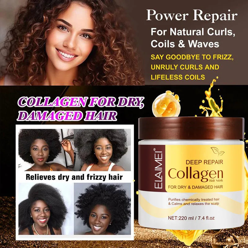 50ml Power Oil And 220ml Hair Mask Prevent Dryness Split Ends Repair Damage Frizz Tangles 5 Seconds Soft Smooth Care Peaceful Pleasures Health and Wellness