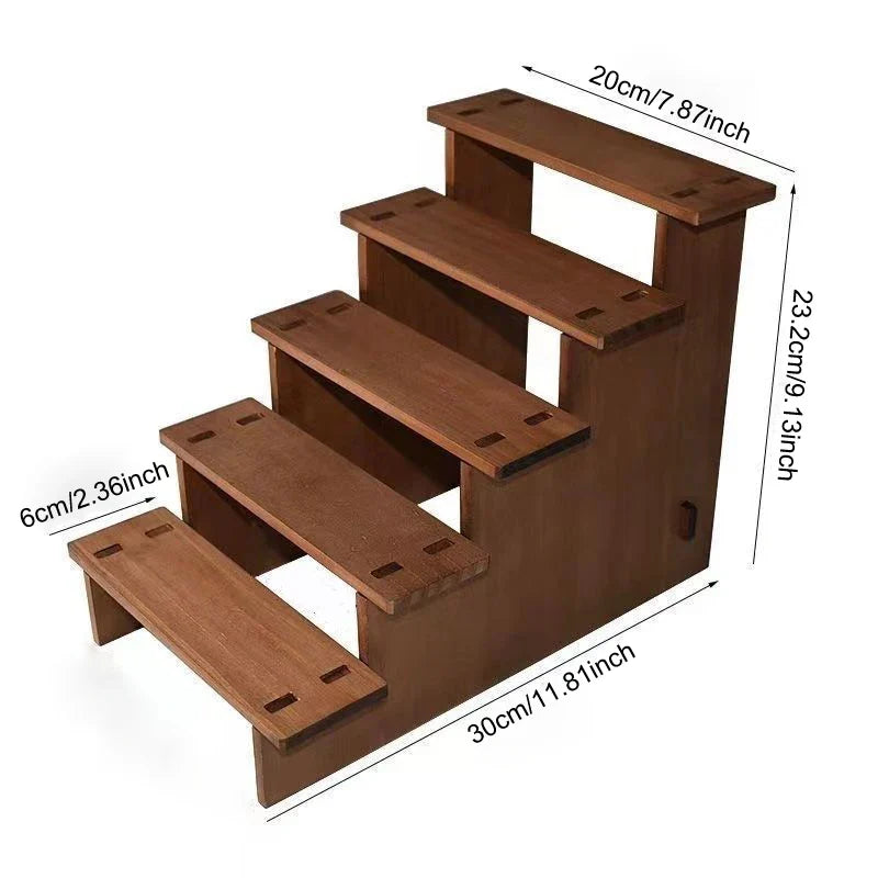 Wooden Multi-Tier Jewelry & Figurine Display Stand | 2–5 Layers