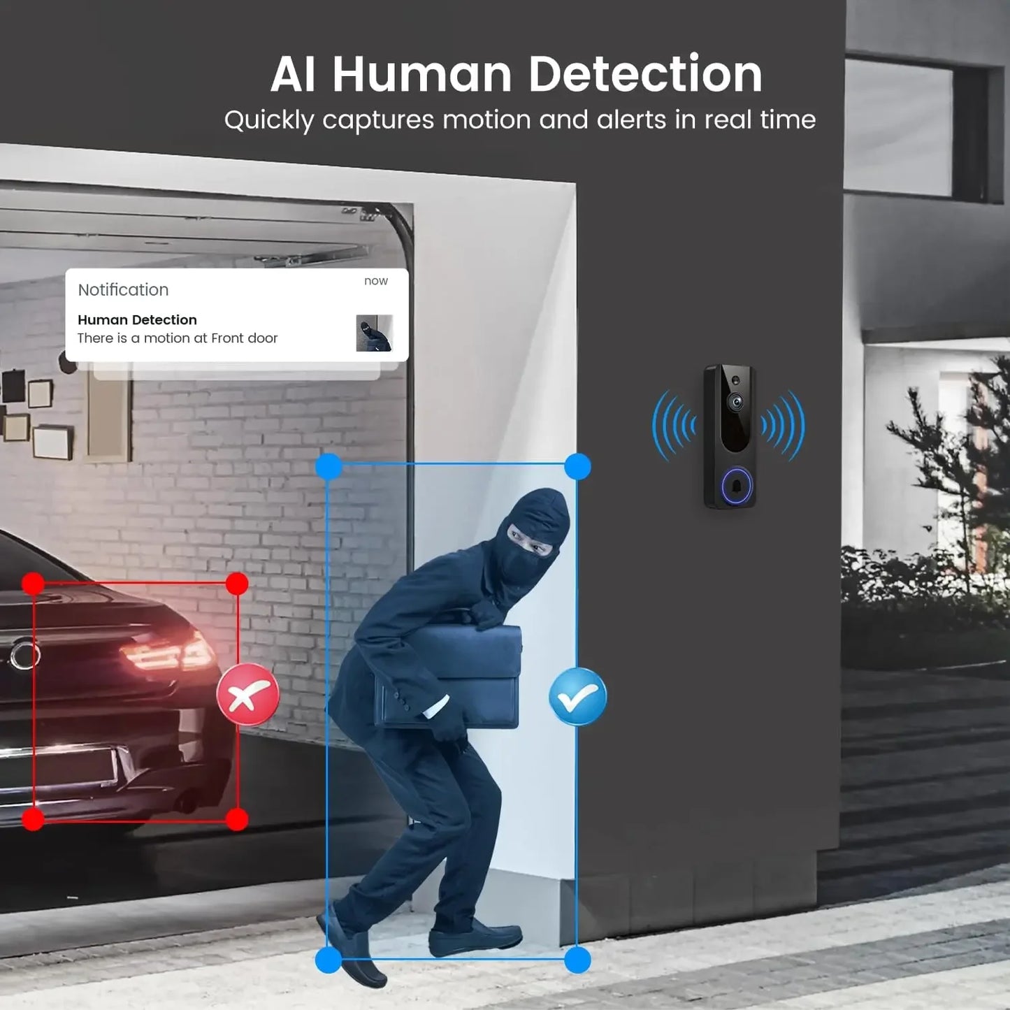 Wireless Video Doorbell - AI Detection, Night Vision, Two-Way Talk Peaceful Pleasures Health and Wellness