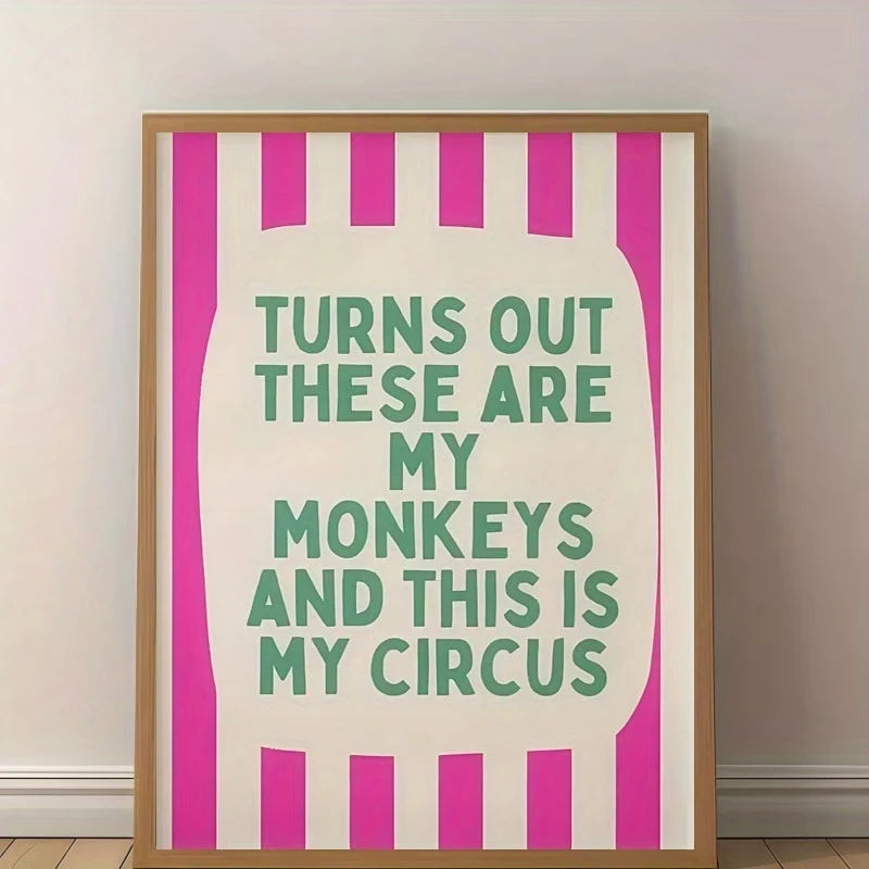 "These Are My Monkeys" Funny Retro Canvas Wall Art Print