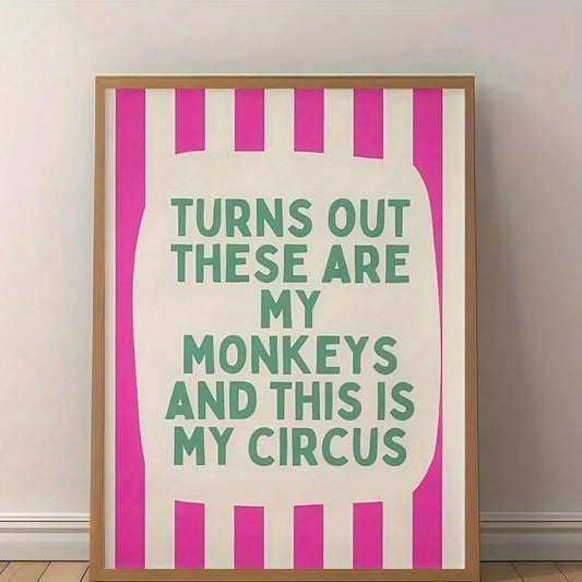 "These Are My Monkeys" Funny Retro Canvas Wall Art Print Canvas Wall Art Print Peaceful Pleasures Health and Wellness G3680 30x40cm Metal Framed
