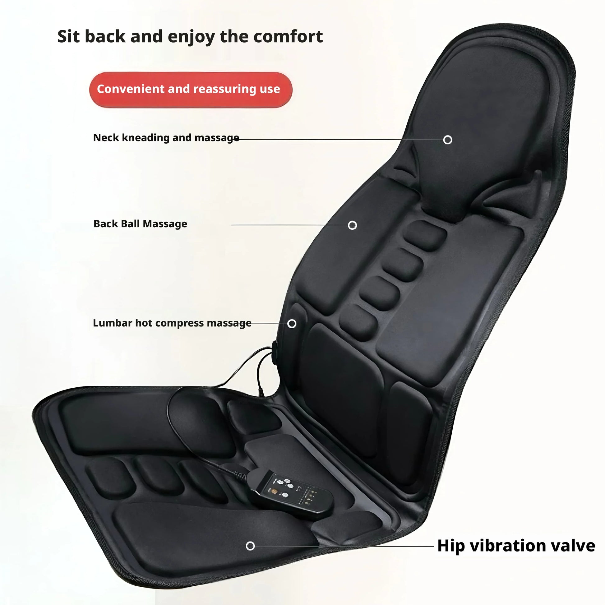 Car Home Massage Cushion Heated Vibration Full Body Multifunctional Massager for Neck Shoulder Waist Hip Car Seat Chair Pad Peaceful Pleasures Health and Wellness