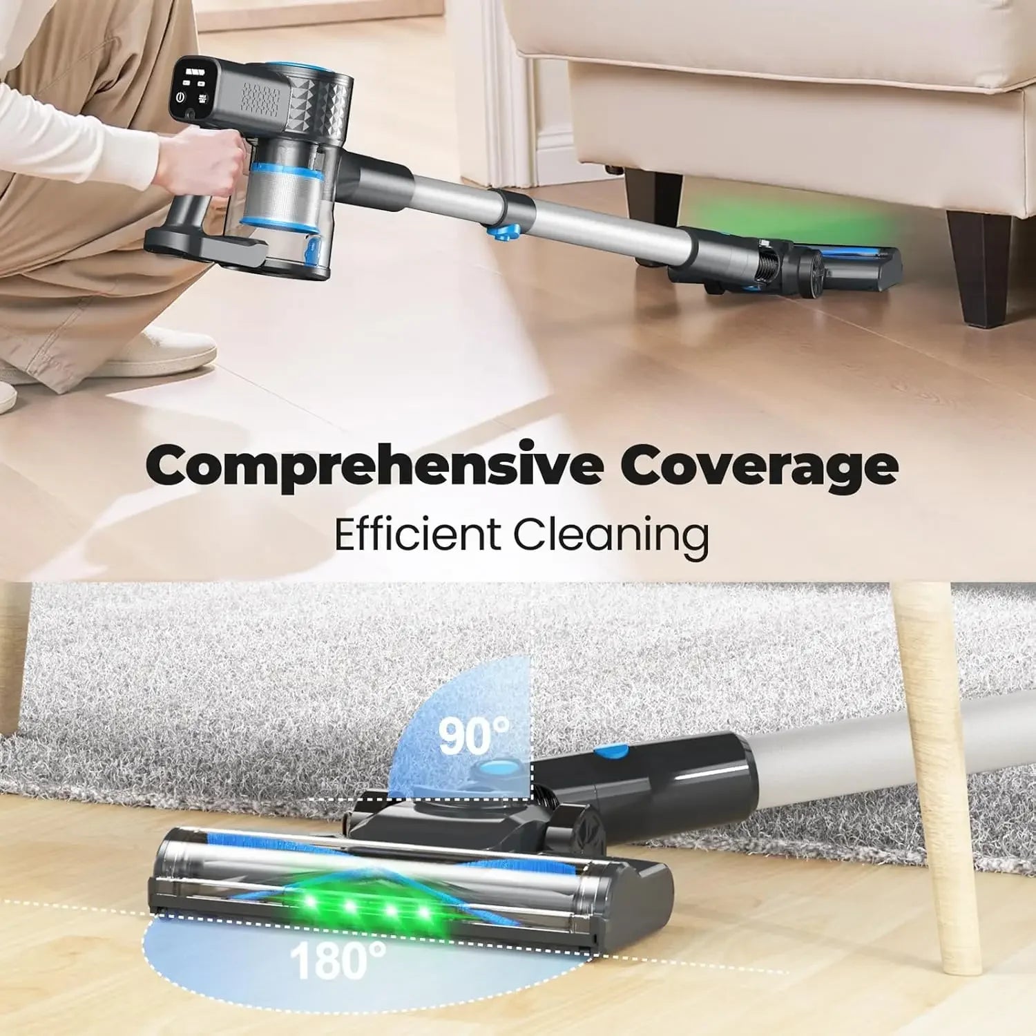 Lightweight Cordless Stick Vacuum with Self-Standing, Anti-Tangle, 8-in-1 for Hardwood Floors & Pet Hair Peaceful Pleasures Health and Wellness