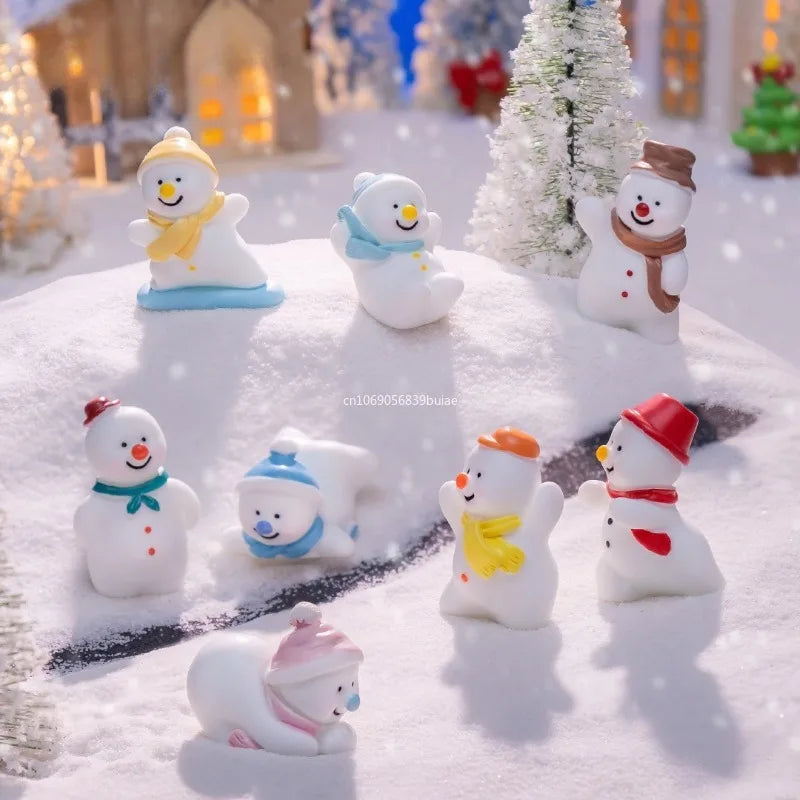 Mini Christmas Snowman Figurine Cartoon Snow Man Doll Miniature Snowman Statue Desktop Micro Landscape Accessories Home Decor Peaceful Pleasures Health and Wellness