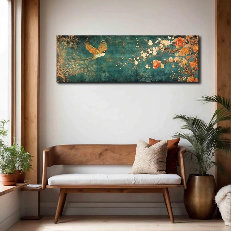 Vintage Japanese Landscape Canvas Wall Art | Boho Unframed Print Canvas Wall Art Print Peaceful Pleasures Health and Wellness