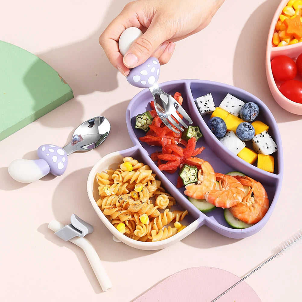 Vegetable Fruit Cartoon Baby Cutlery Kits Safety Comfort Baby Weaning Feeding Training Tableware Tool For Babies Children Peaceful Pleasures Health and Wellness