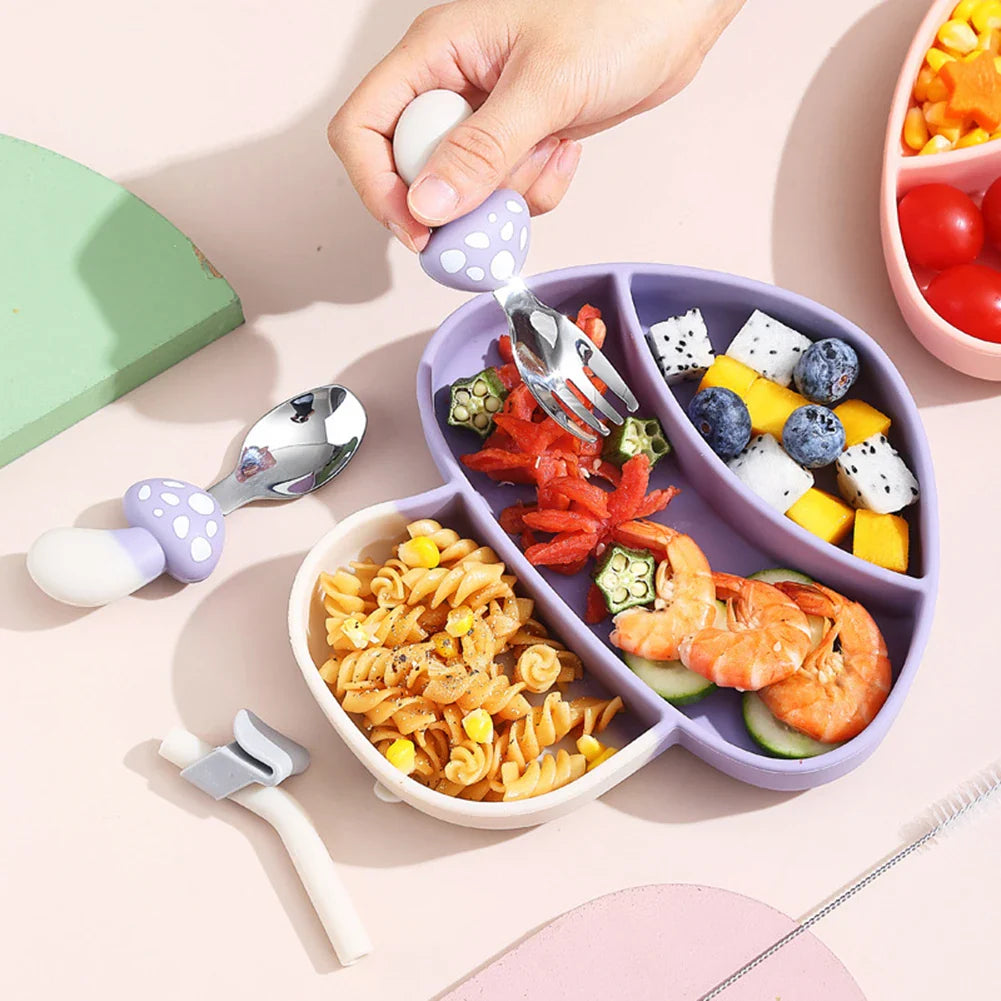Cartoon Silicone Baby Feeding Set – 5-Piece BPA-Free Weaning Kit