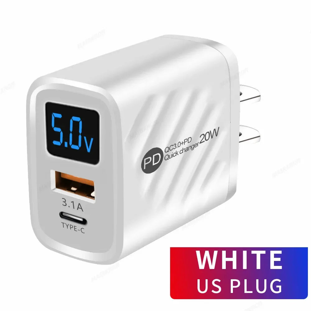 PD 20W USB-C Fast Charger QC 3.0 | iPhone Samsung Xiaomi