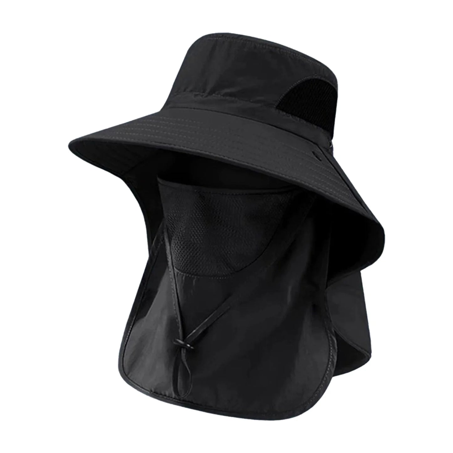 Women's Bucket Hat with Neck Cover Outdoor UV Sun Protection Wide Brim Hats for Pool Park Vacation Camping Peaceful Pleasures Health and Wellness Black