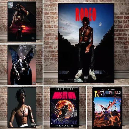 Travis Scott Astroworld Rodeo Canvas Poster | Rap Wall Art Canvas Wall Art Peaceful Pleasures Health and Wellness