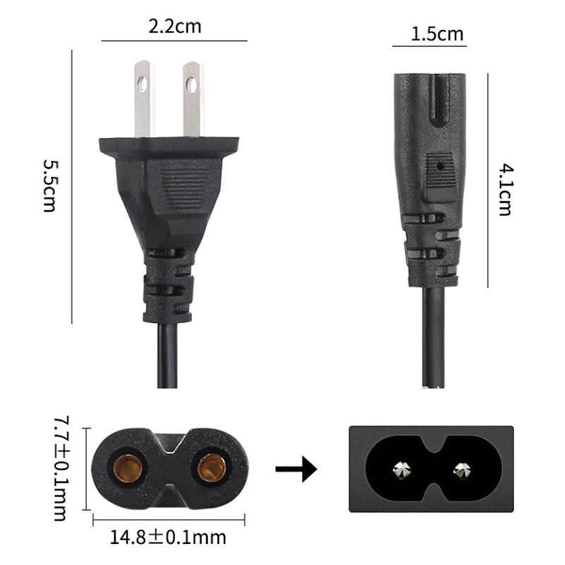 New EU Power Cable 2pin IEC320 C7 US Power Extension Cord For Laptop Charger Printer Radio Ser XBOX Peaceful Pleasures Health and Wellness